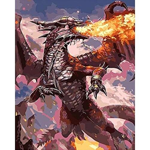 AMTMBS Colorings By Numbers Cartoon dragon Drawing On Canvas HandPainted Art Portrait DIY Oil Paint By Numbers Home Decor