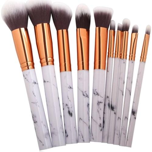 9/10Pcs Marble Patten Makeup Brushesfor Cosmetic Fan Powder Foundation Eye Shadow Eyebrow Lip Eyes Make Up Brush
