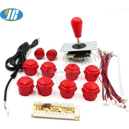 DIY arcade joystick handle set kits with 8 Way Joystick Push buttons Zero Delay USB adapter to PC joystick button encoder plate