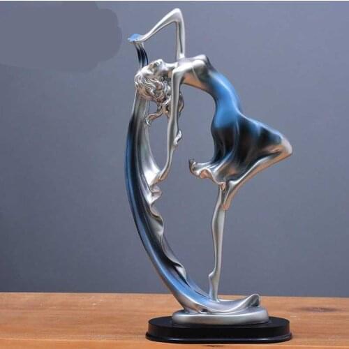 Desktop Decor, Dancer Shaped Resin Artware Decorative Statue Home Decorations for Sitting Room Office, Blue/Golden