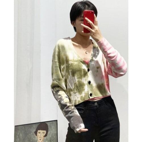 2021 Autumn New Women Sweater Tops Slim Long Sleeved Cardigan Sweater Abstract Printing Fashion Women Tops X144