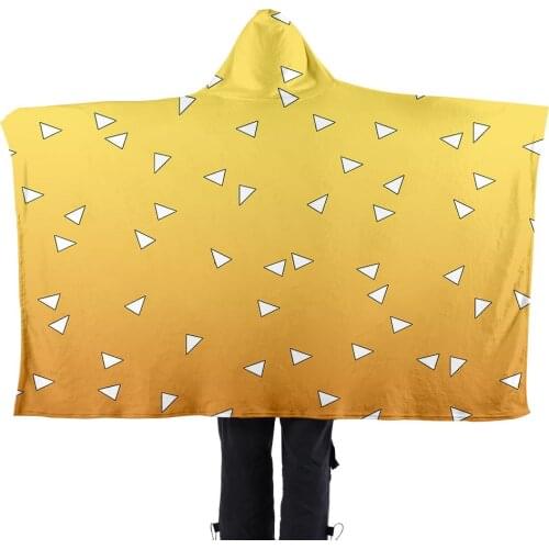 New Hot Demon Slayer Cosplay Fashion Riman Print Pattern Hooded Blanket Home Furnishing Hooded Lazy Blanket Flannel Cape