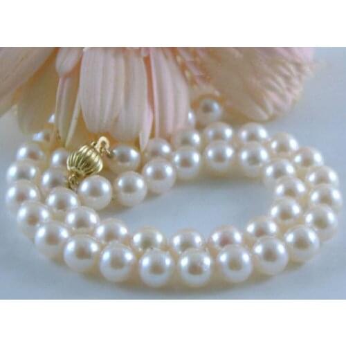 Charming AAA 10-11mm AKOYA White natural Pearl Necklace 18"