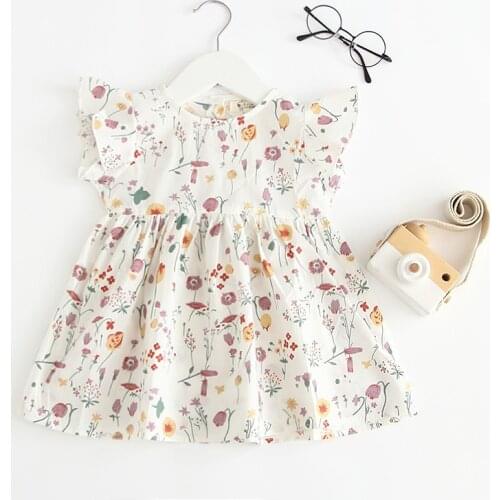 0-3T Baby Summer girl dress Girl Outwear With Broken Flower Dress Pure Cotton Dress Girls Dresses