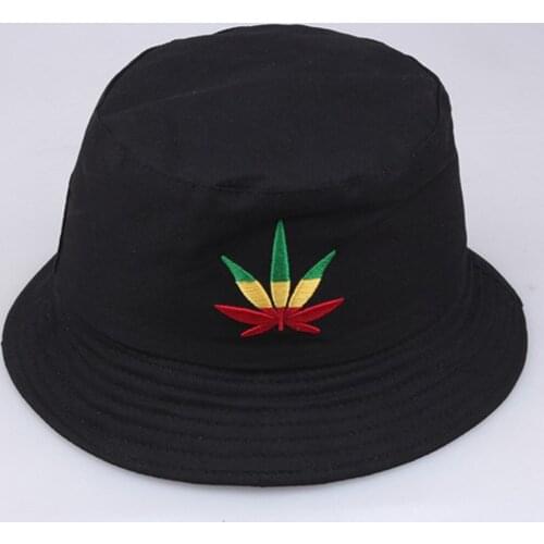 Men Hats Women Maple Leaf Bucket Hat Hip Hop Fisherman Panama Hats Embroidery Cotton Outdoor Summer Casual Visor Bucket Cap A526
