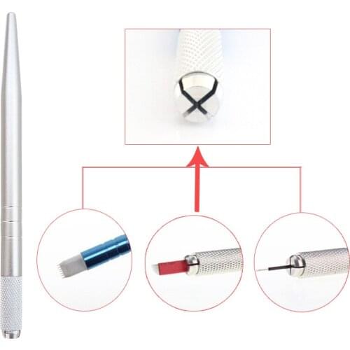 Microblading Pen Manual Microblade Needle Holder Aluminium Lightweight Caneta Tebori Microblading Eyebrow Tattoo Pen Autoclave