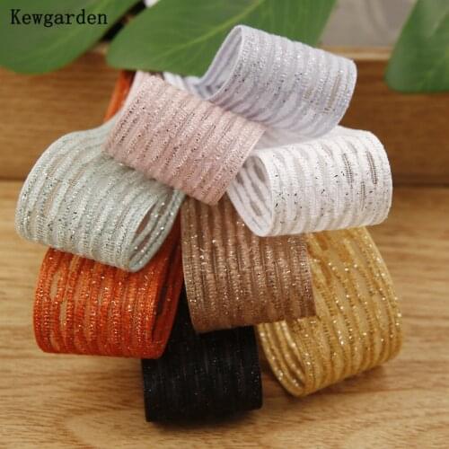 Kewgarden 25mm 1" Bright Stripe Organza Ribbon DIY Hair Bow Accessories Handmade Tape Packing Webbing 10 Yards