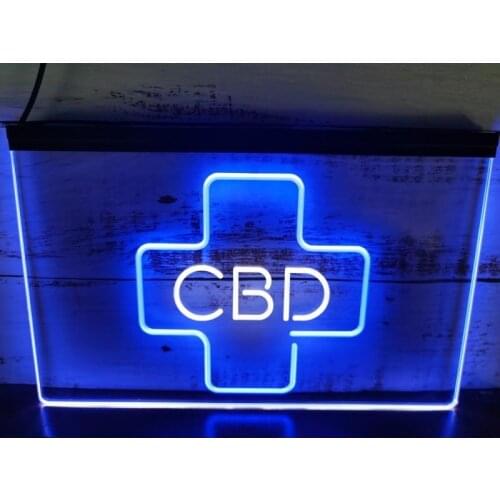 SS109 CBD Sold Here Medical Cross Indoor Dual Color LED Neon Sign