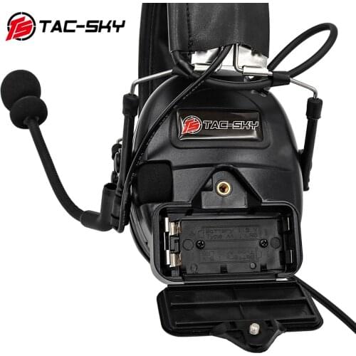 TAC-SKY Tactical Headset Comtac i Silicone Earmuffs Version Outdoor Hunting Noise Reduction Microphone Intercom Headset-BK