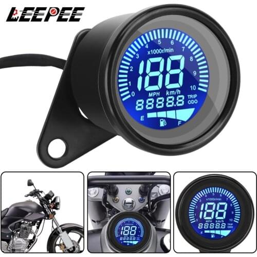 LED LCD Tachometer Indicator Retro LCD Odometer Scooter ATV Meter Motorcycle Digital Speedometer Universal Fuel Meter