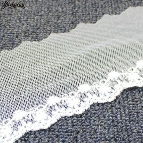 YACKALASI Cotton Lace Embroidered Applique Soft Tulle Lace Fabrics 3D Floral Scalloped Sewing Apparel Trims Vintage 8CM
