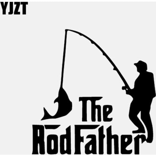 YJZT 12.9CM*13CM Vinyl Decal The RodFather fishing Car Sticker Art Black/Silver C24-0476