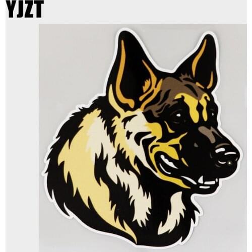 YJZT 13.8CM×15.8CM Creative German Shepherd Head Car Sticker PVC Decal 11C-0140