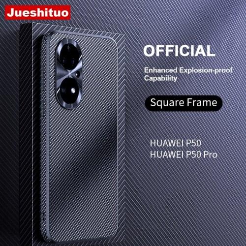 JUESHITUO For Huawei P40 P50 Pro Carbon Fiber Lens Protection Phone Case For Huawei P30 Pro Kevlar Business Shockproof Coque