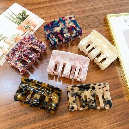 2020 Fashion Korean Girl Hair Claw Big Colorful Geometric Acetate Hairpin Crab Acrylic Hair Clips Hair Accessories For Women
