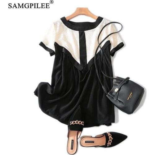 Women T-shirt 2020 Casual T-shirty Damskie Chiffon Short Sleeve Lace Patchwork O-neck Plus Size Women T Shirt Oversize Vadim 3XL