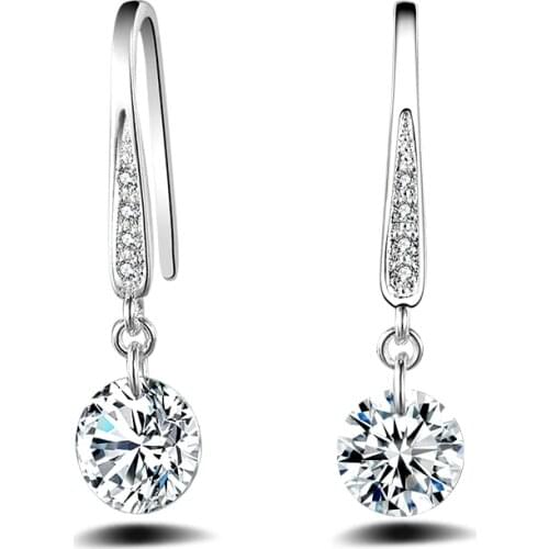 Luxury Clear CZ Band Real Pure 925 Sterling Silver Engagement Jewelry Cubic Zirconia Stone Earrings Fashion Women Favourites