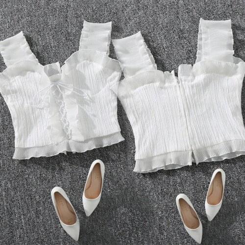 2021 New Summer Autumn Bustier White Black Tank Top Female Sexy Bandage Sleeveless Crop Top Zipper Woman Clothes