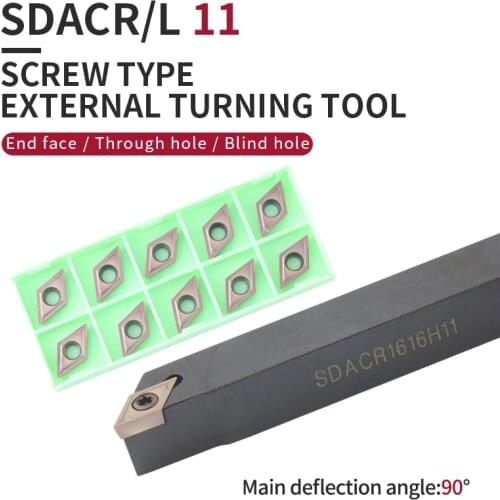 1pc SDACR1212H11 SDACR1616H11 SDACR2020K11 External Turning Tool Holder DCMT Carbide Inserts Lathe CNC Cutting Tools Set