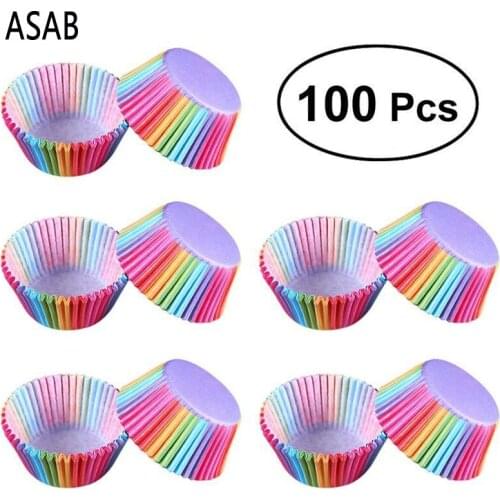100pcs Kitchen DIY Rainbow Cake Paper Cup Baking Muffin Cake Chocolate Paper Tray Cake Baking Tools