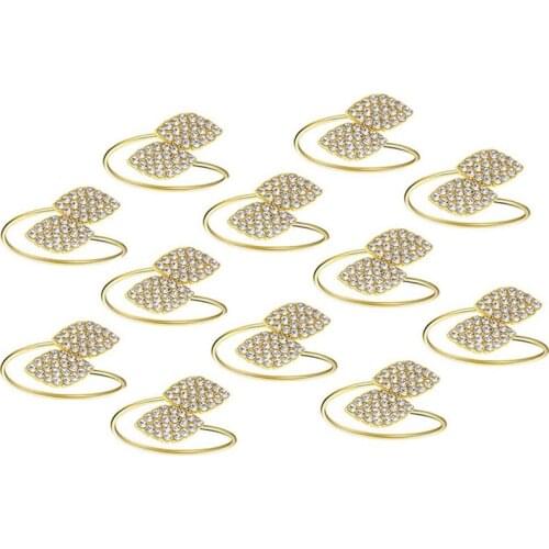 12 Pack Gold Napkin Rings Leaf Napkin Holders for Home Table Decoration Weddings Christmas Holidays