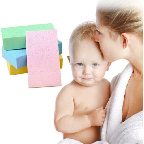 2PCS Infant Baby Shower Bath Sponge Lace Printed Face Cleaning Compact Portable Carry Kids Toddler Soft Rub Brush for Bathing