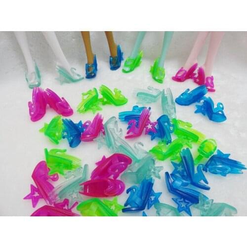 200Pairs/lot Wholesale NEW Swan Design Toy Shoes For Monster Dolls Multi-color Transparent High Heel Sandles Monster Doll Shoes