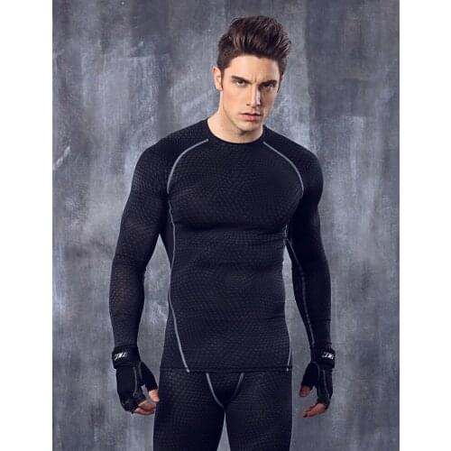 2018 Fitness Men Long Sleeve Basketball Running Sports T-shirt Men Thermal Muscle Gym Clothing Bodybuilding Compression Tights
