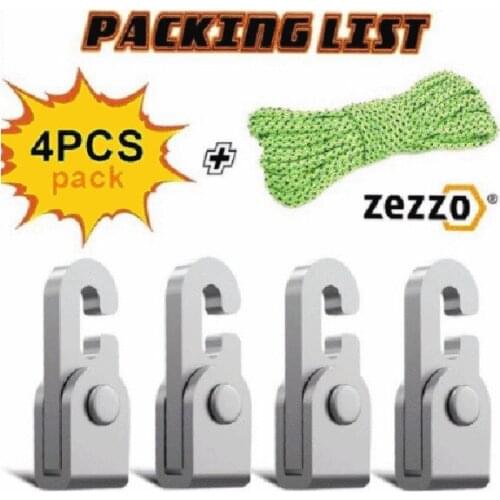 4pcs/pack Zezzo® Automatic Lock Hook With 6MX2mm Rope Free From Hitting Knot For Binding Hanging Fixing Tools Dropshipping