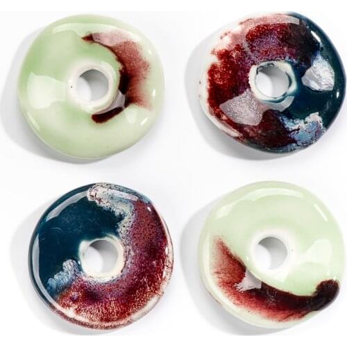 40# Abstract Image Retro Double-sided Big Art Ceramic Pendant Jewelry Accessories #8A4165