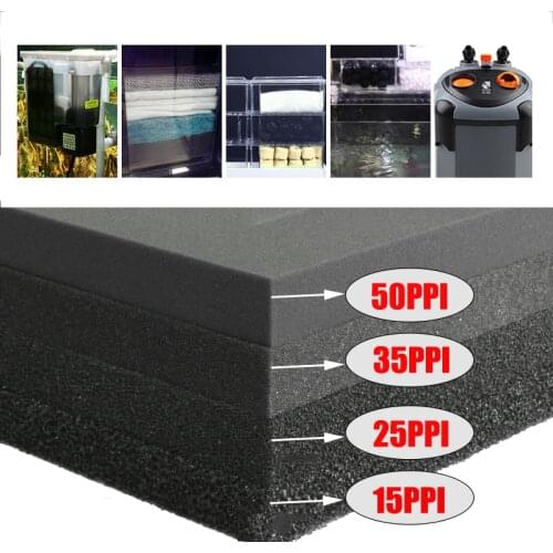 50x50cm Black Filtration Foam 15 25 35 50PPI Biochemical Cotton Filter Aquarium Fish Tank Pond Foam Sponge Filter Long Use Time