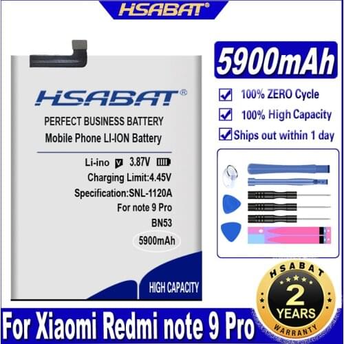 HSABAT BN53 5500mAh Battery for Xiaomi Redmi note 9 Pro Batteries
