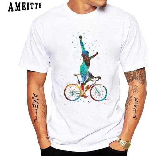 Watercolor Design Bicycle Lover T-Shirts Fashion Men Biker Cycling Customied tshirt Hipster Man Sport Print Tee Shirts Tops