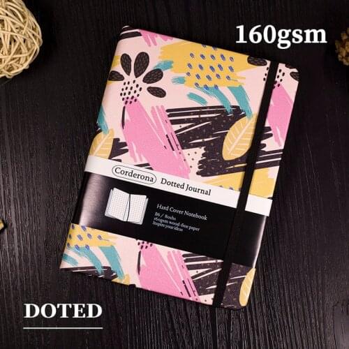 B6 Hard Cover Memphis Dotted Journal Bullet Notebook 160gsm Elastic Band Thick Paper Travel Planner Diary