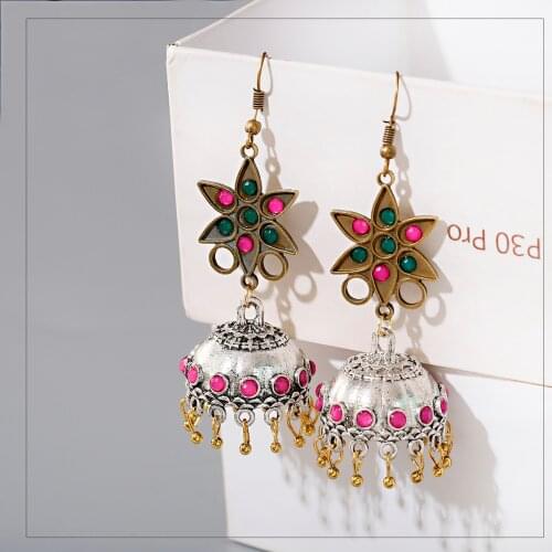 Bohemian Earrings Bells Shape Five-Pointed Star Tassel Hhook Huggie Earrings for Women 2021 Fashion Jewelry
