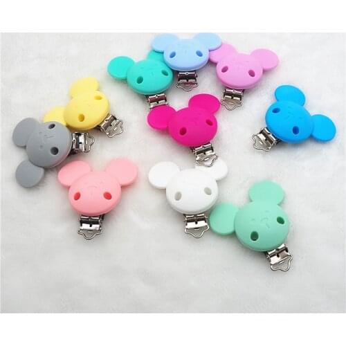 Chengkai 10pcs Silicone Teether Clips DIY Baby Cat Mouse Animal Pacifier Dummy Soother Nursing Jewelry Toy Accessories