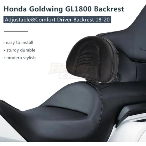 Black Driver Backrest Adjustable Driver Rider Seat PU Leather Luggage Rack Bar For Honda Goldwing Cruise GL1800 2018-2020