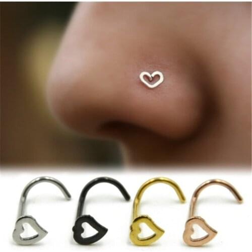 3PC Fashion Fake Septum Medical Titanium Heart Nose Ring Women Piercing Gold Color Body Clip Hoop Septum Clip Hoop Jewelry Gift