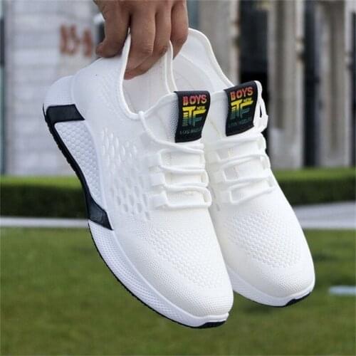 2021 New Sports Shoes Mens Breathable Casual Mesh Shoe Comfortable And Increased Lace-Up Non-Slip Running Shoes Skateboard Shoe