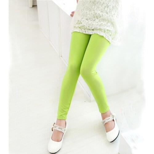 Girls' Milk Candy Colored Silk Leggings Spring and Autumn Stretch Nine Children Pants