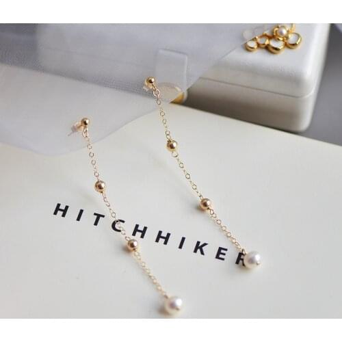 Lily Jewelry 925 Sterling Silver Geniune Pearl Long Drop Earring Real Pearl Jewelry for Women Mom Lover Gift Dropshipping