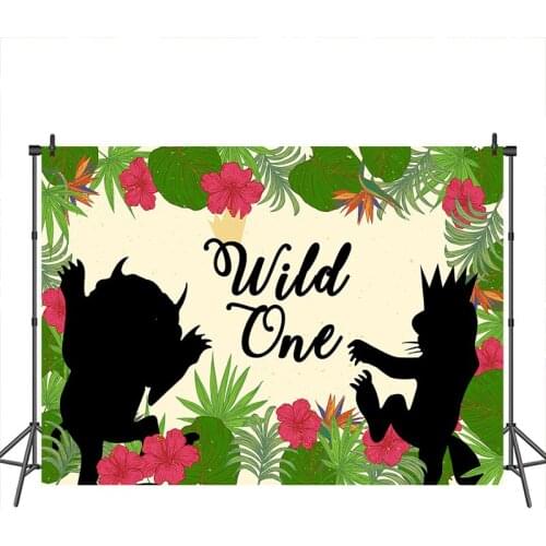 Neoback Baby Shower Backdrops for Photo Shoots Wild One Monster Photographic Background Pattern Custom Background for Photo