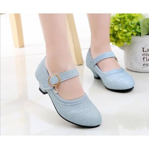 Fashion classic Girls Leather Shoes Autumn Buckle Sandals New Children Shoes High Heels Princess Sweet Sandals For Girls