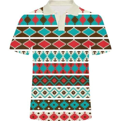 OGKB Funny Geometric Pattern 3D Printed Polo T Shirts Men Short Sleeves Tshirt Casual Cartoon Pixel Style Stripes Polo Shirts