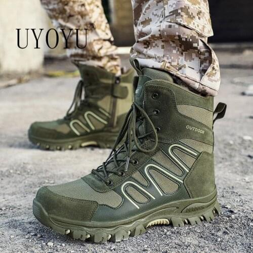 Men High Quality Brand Military Leather Boots Special Force Tactical Desert Combat Mens Boots Outdoor Shoes Ankle Boots Zapatos