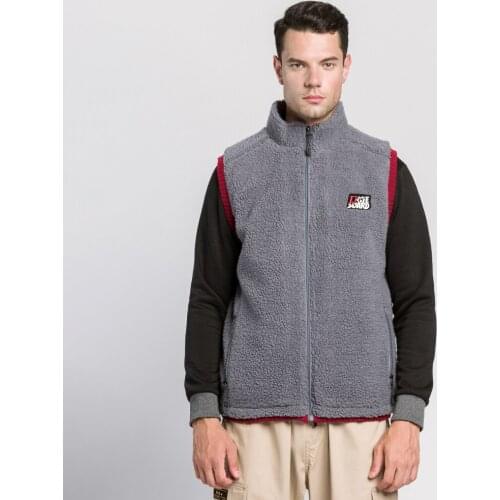 Mens Lamb Cashmere Vest Couple Zipper Pocket Contrast Color Patchwork Thick Plus Velvet Warm Upper Outer Garment