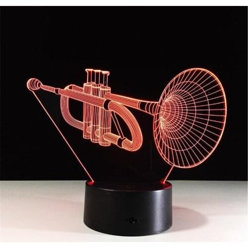 Musical Instrument Saxophone Design 3D LED Lamp Hologram Illusion Lamp LED Night Lights Novelty Acrylic Atmosphere Deco Gift