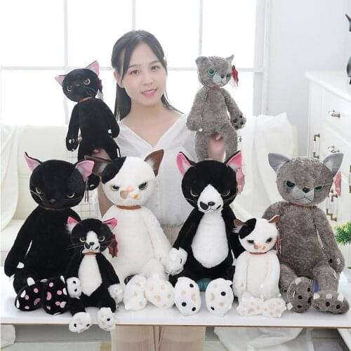 40/60cm Stuffed unhappy Cats Plush Toys Japan Scratch Kitten Peluche Sharp Paw Neko Soft Children Kids Novel Gifts Appease Sleep