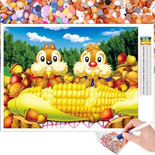 Diamond Painting Kit Cartoon Squirrel Animal Disney Embroidery 5D DIY Mosaic Full Square Round Rhinestone Mural Home Decor Salon