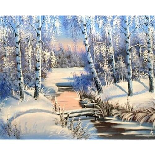 Landscape Winter DIY Embroidery 11CT Cross Stitch Kits Needlework Craft Set Printed Canvas Cotton Thread Home Room